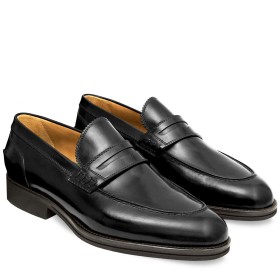 PAKERSON LUCCA PENNY LOAFERS IN BLACK LEATHER