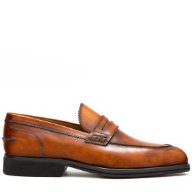 PAKERSON LUCCA PENNY LOAFERS IN WOOD BROWN LEATHER